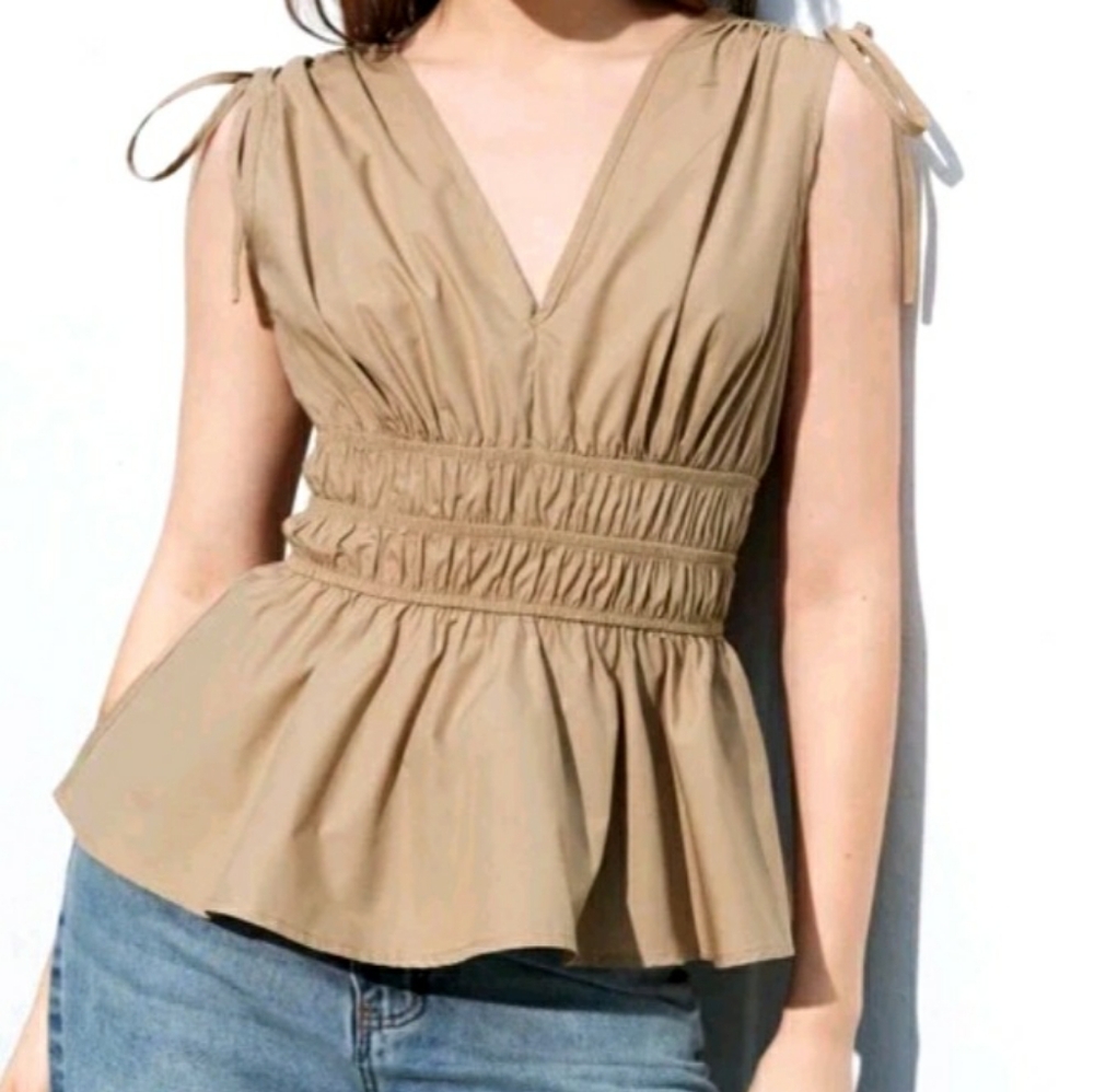 Beige Sleeveless Top